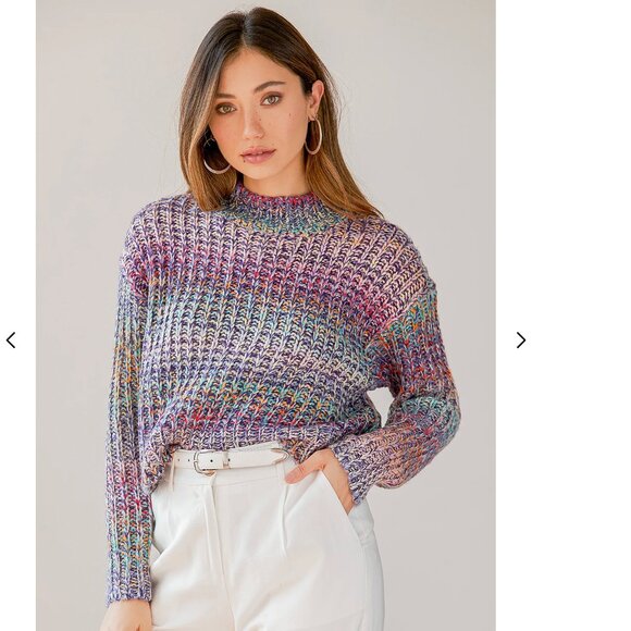 RD Style Warm Intentions Multi Color Mock Neck Sweater Size Medium Rainbow Cozy - Picture 9 of 9